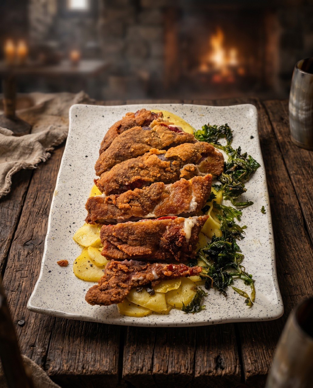 Cachopo y Patatas Guerreras